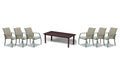 Telescope Casual Soho dining set on a patio, with each included piece