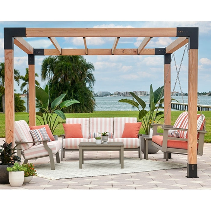 Telescope Casual Slat Coffee Height Parson Table With 36" Square Table Top