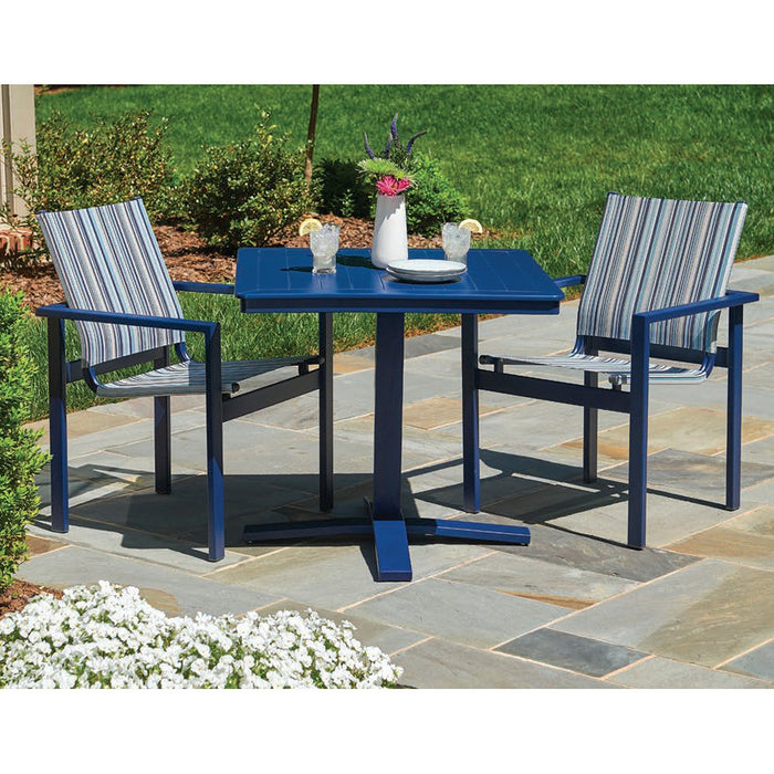 Telescope Casual Slat Bar Height Pedestal Table With 36" Square Table Top