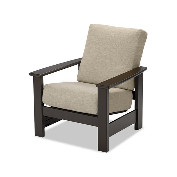 Leeward Cushion Deep Seat Stationary Arm Chair w/ Polymer Arms