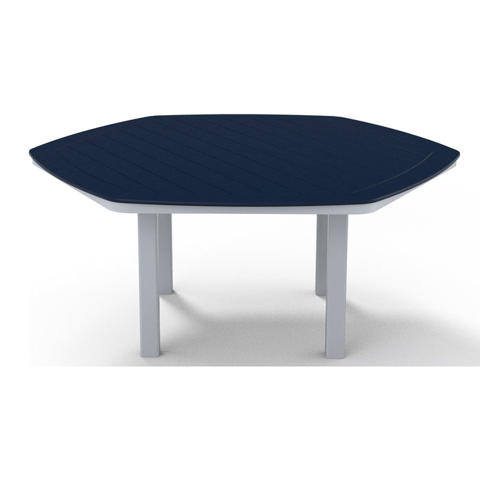 Telescope Casual Slat Dining Height Table With 62" Hexagonal Table Top