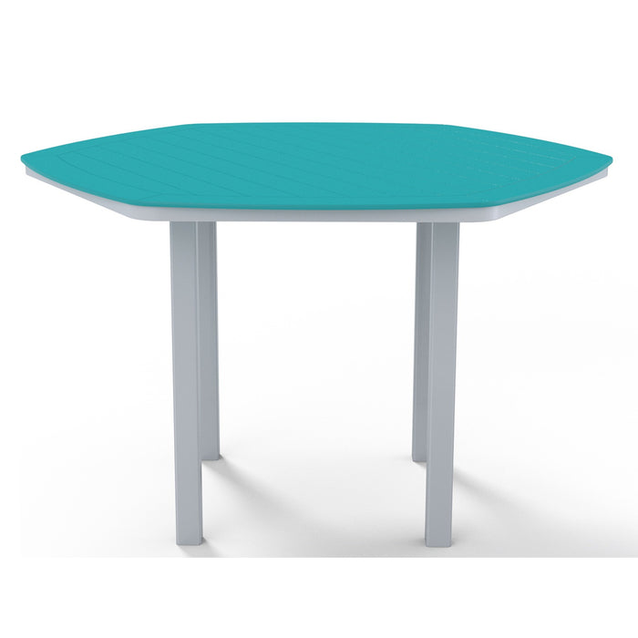 Telescope Casual Slat Balcony Height Table With 62" Hexagonal Table Top