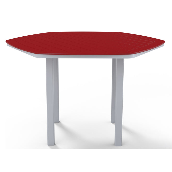 Telescope Casual Slat Balcony Height Table With 62" Hexagonal Table Top