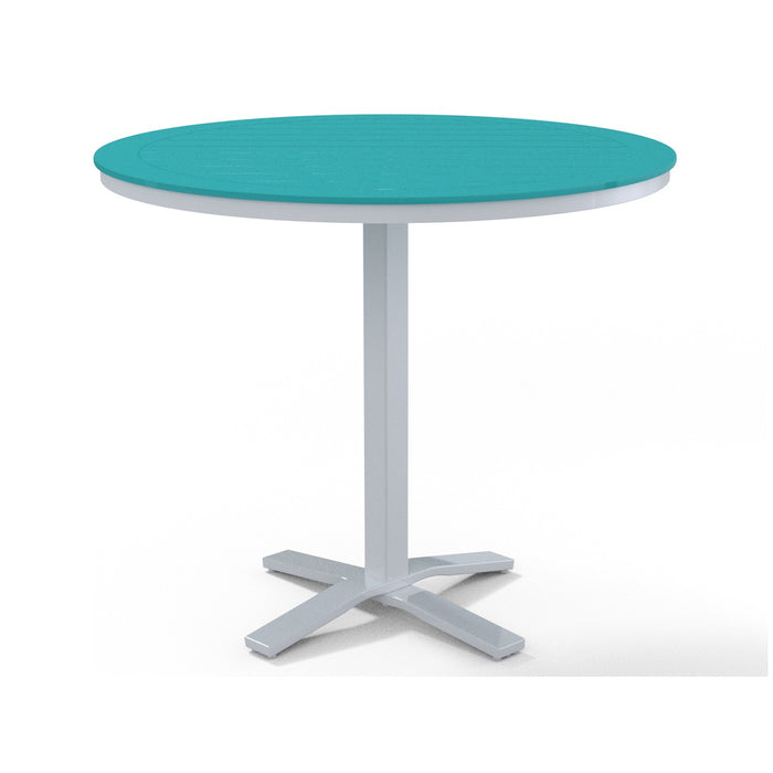 Telescope Casual Slat Balcony Height Pedestal Table With 48" Round Table Top