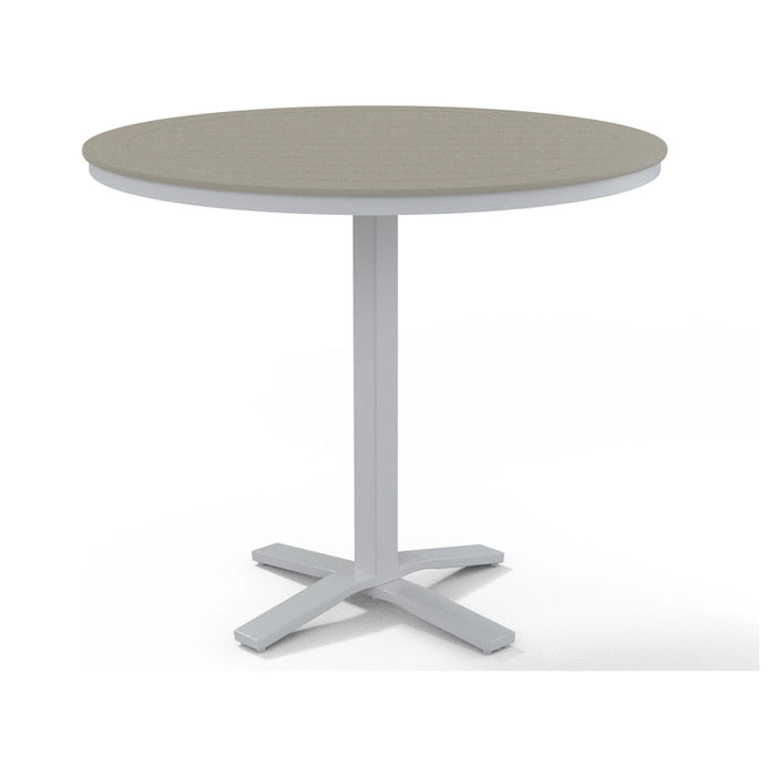 Telescope Casual Slat Balcony Height Pedestal Table With 48" Round Table Top