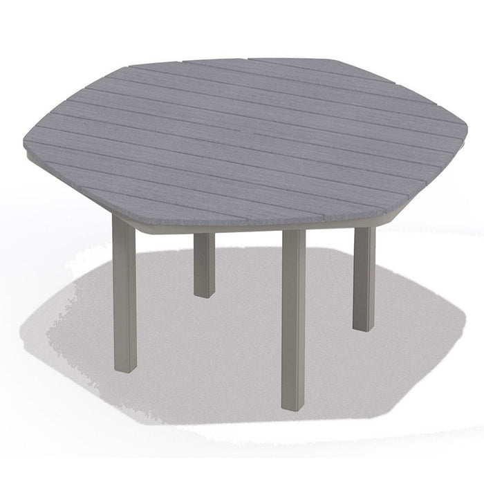 Telescope Casual Rustic Polymer Balcony Height Table With 62" Hexagonal Table Top