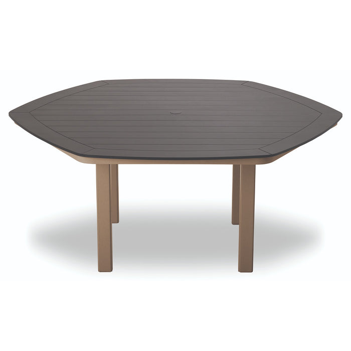 Telescope Casual Slat Dining Height Table With 62" Hexagonal Table Top