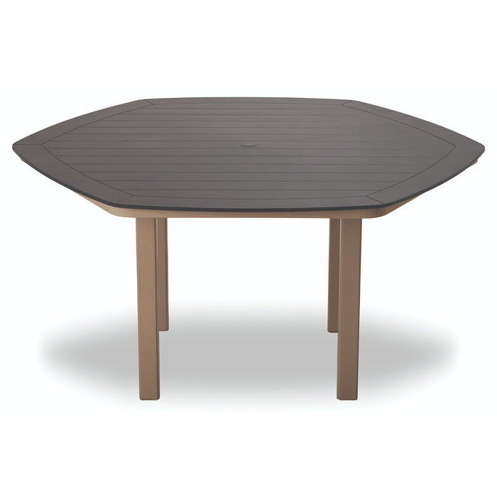 Telescope Casual Slat Balcony Height Table With 62" Hexagonal Table Top