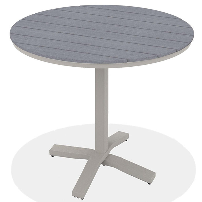 Telescope Casual Rustic Polymer Bar Height Pedestal Table With 48" Round Table Top
