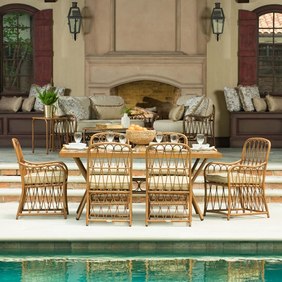 Cane Coffee Table with Slat Top