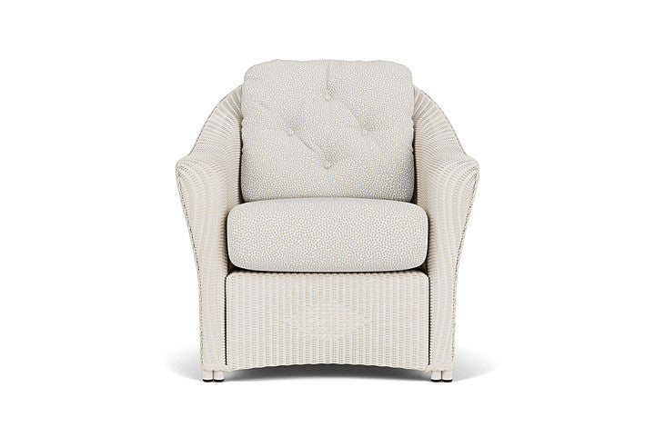 Lloyd Flanders chair with Kit Cat Light Gray fabric