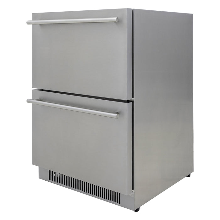Blaze 23.5-inch outdoor double drawer refrigerator, studio, angle