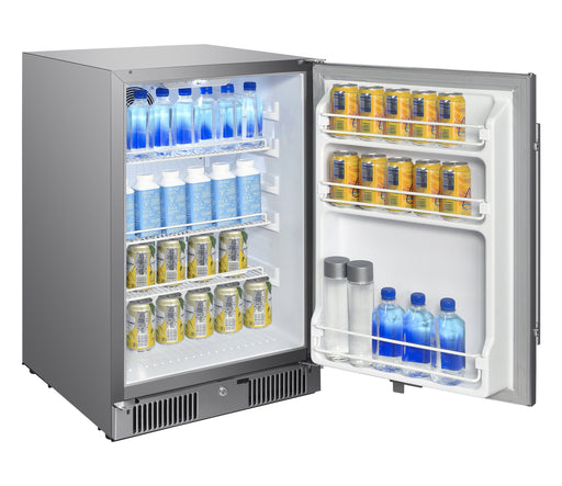 Blaze 20" Outdoor Compact Fridge - door open, stocked