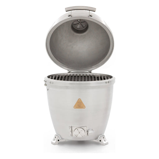 Blaze 20-inch cast aluminum kamado grill, studio, lid open