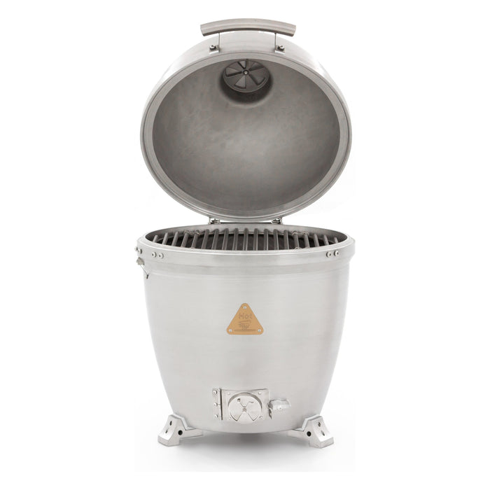 Blaze 20-inch cast aluminum kamado grill, studio, lid open
