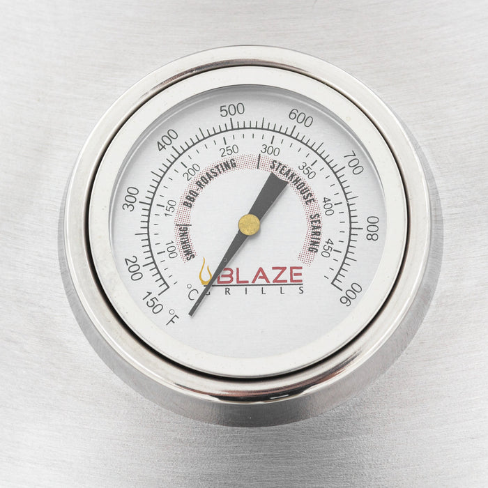 Blaze 20-inch cast aluminum kamado grill, temperature gauge