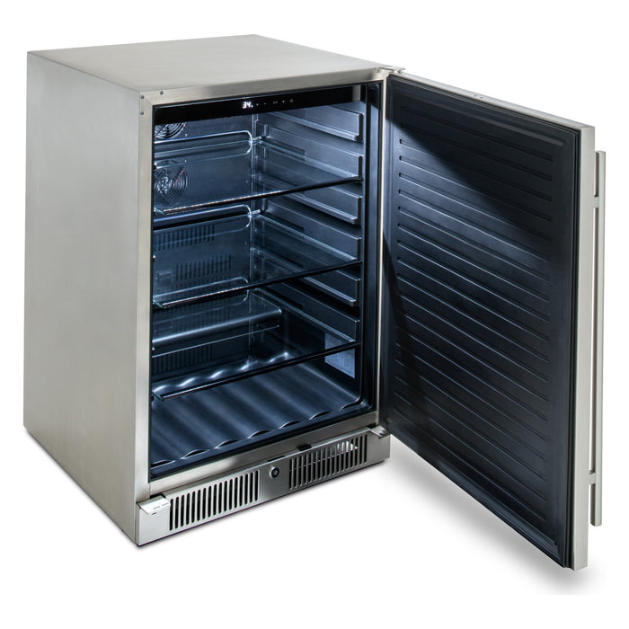 Blaze 24-inch 5.5 cu. ft. outdoor refrigerator, studio, angle, door open