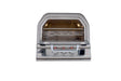 Blaze 26" Built-In Outdoor Pizza Oven - studio front view, door open with racks and stone