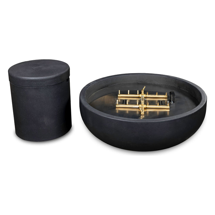 Blaze 38-inch round concrete natural gas fire bowl, studio, with tank cover