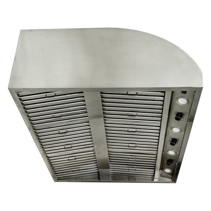 Blaze 42-inch outdoor vent hood, angled view of the baffle filters