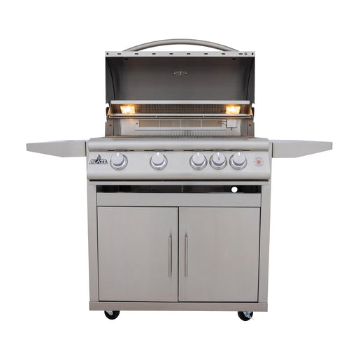 Blaze Premium LTE+ Marine Grade 32" gas grill on cart, studio, front