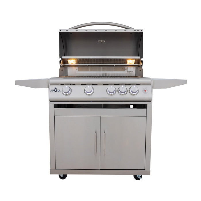 Blaze Premium LTE+ Marine Grade 32" gas grill on cart, studio, front