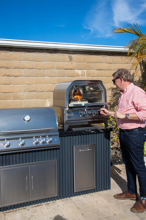 Blaze LTE+ 26" outdoor pizza oven, cooking at an outdoor kitchen