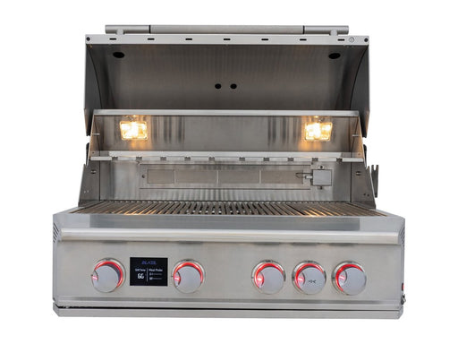 Blaze LTE PRO 32" Built-In Gas Grill - studio front view, hood open