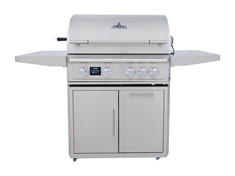 Blaze LTE PRO 32" Freestanding Gas Grill - studio front view on cart, hood closed