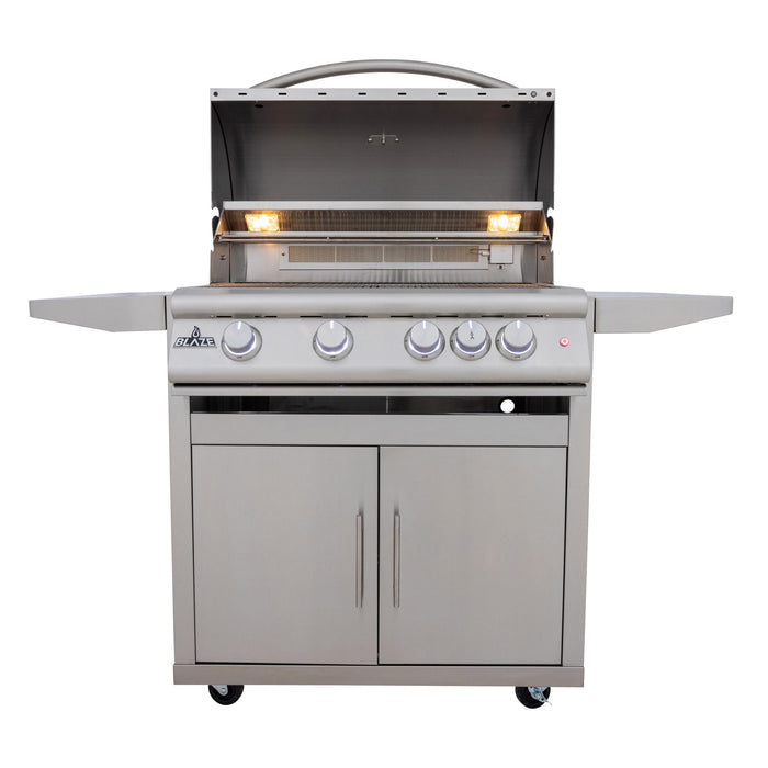 Blaze Premium LTE+ 32" gas grill on cart, studio, front