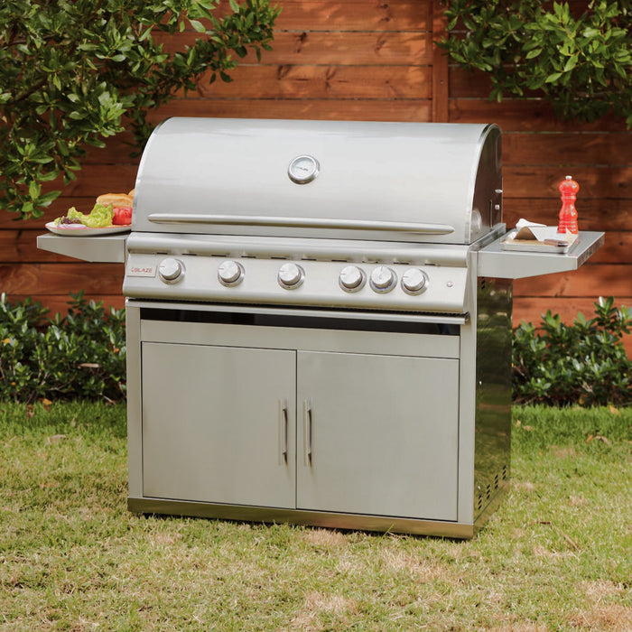 Blaze Premium LTE+ 40" gas grill on cart, outdoors