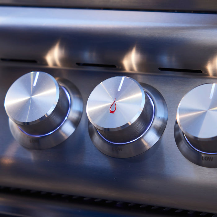 Blaze Premium LTE+ Marine Grade 32" built-in gas grill, control knobs close-up
