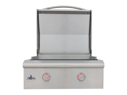 Blaze LTE+ 30" Built-In Gas Griddle - studio front view, lid open