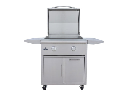 Blaze LTE+ 30" Freestanding Gas Griddle - studio front view on cart, lid open