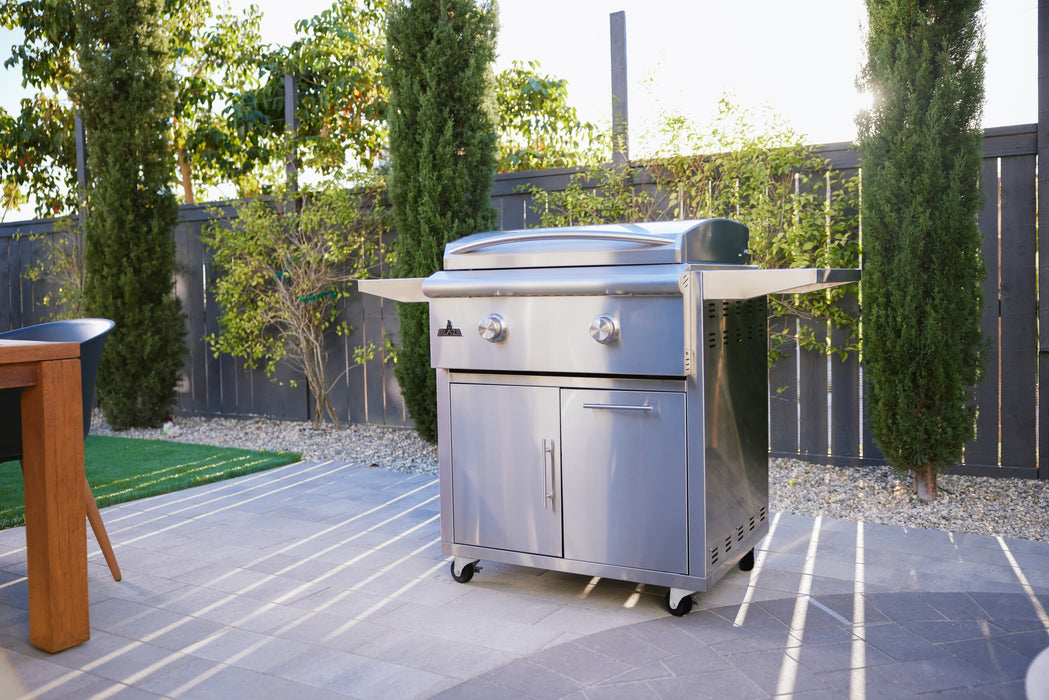 Blaze LTE+ 30" Freestanding Gas Griddle - on its cart on the patio