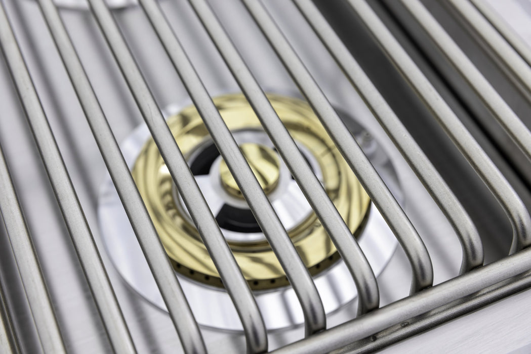Blaze LTE+ Built-In Double Side Burner - brass-plated burner detail