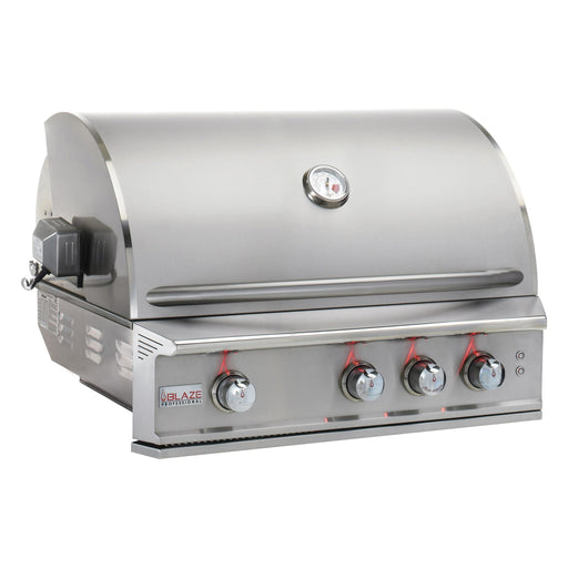 Blaze Professional LUX 34-inch built-in gas grill, studio, angle, lid closed