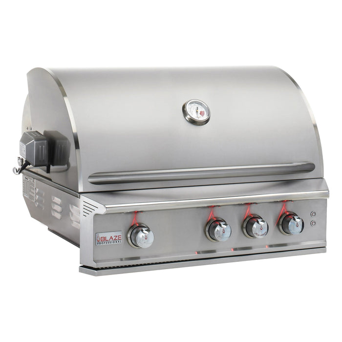 Blaze Professional LUX 34-inch built-in gas grill, studio, angle, lid closed