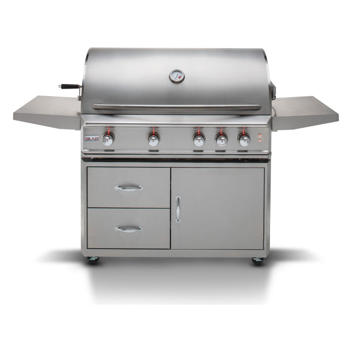 Blaze Professional LUX 44-inch gas grill on cart, studio, front, lid closed