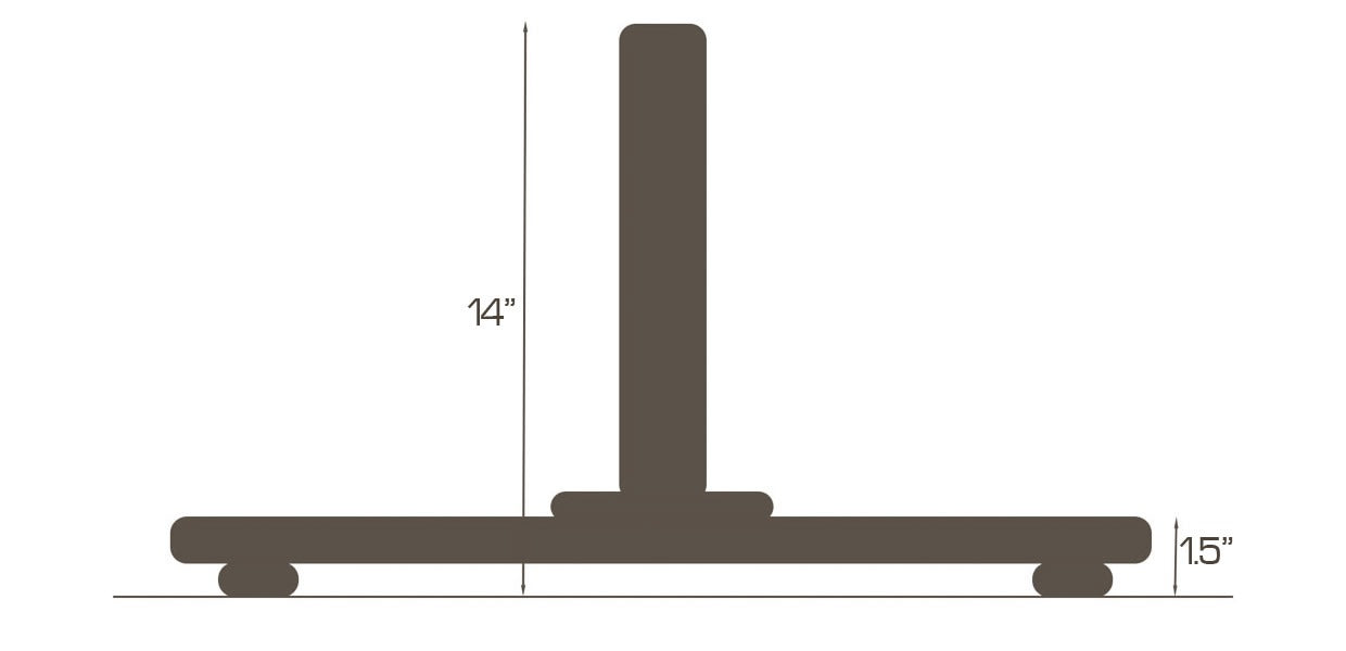 Galtech heavy steel umbrella base dimensions: 14 in tube, 1.5 in plate height