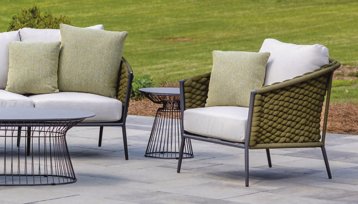 Lloyd Flanders green throw pillows on Escape seating