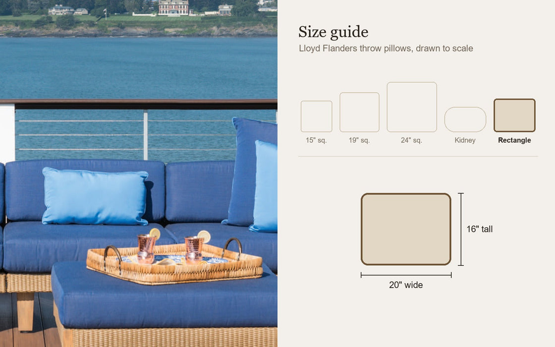 Size guide: Lloyd Flanders rectangle (16 x 20 inch) throw pillow, drawn to scale with the other sizes