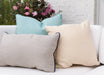 Lloyd Flanders throw pillows: square pillows and a lumbar pillow with a contrast welt