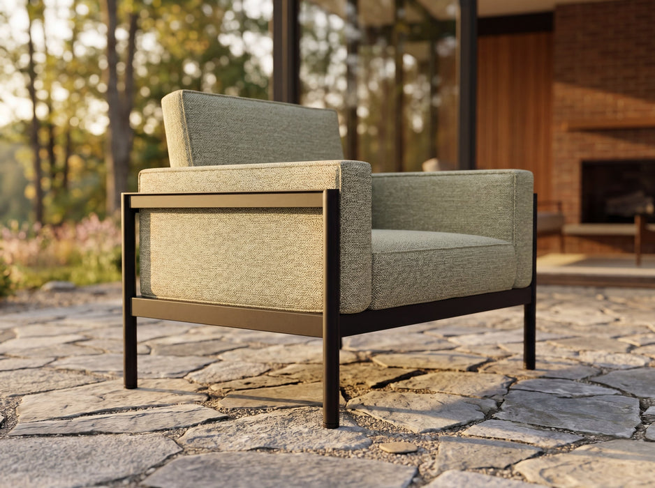 Woodard Brook Lounge Chair, shown in a Woodard outdoor setting (some pieces shown are sold separately)