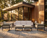 Woodard Brook 5-Piece Sofa Seating Set, shown in a Woodard outdoor setting (side tables and accessories shown are not included)