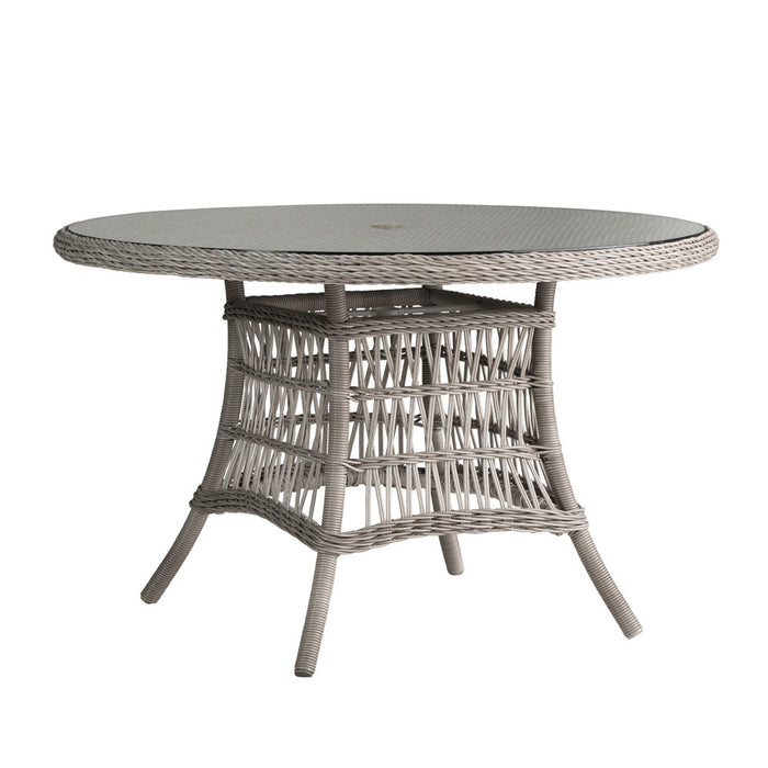 Lloyd Flanders Mackinac 48" Round Umbrella Dining Table with Woven Top