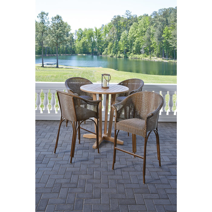 Lloyd Flanders Teak 30" Round Bar Table in Antique Gray Finish
