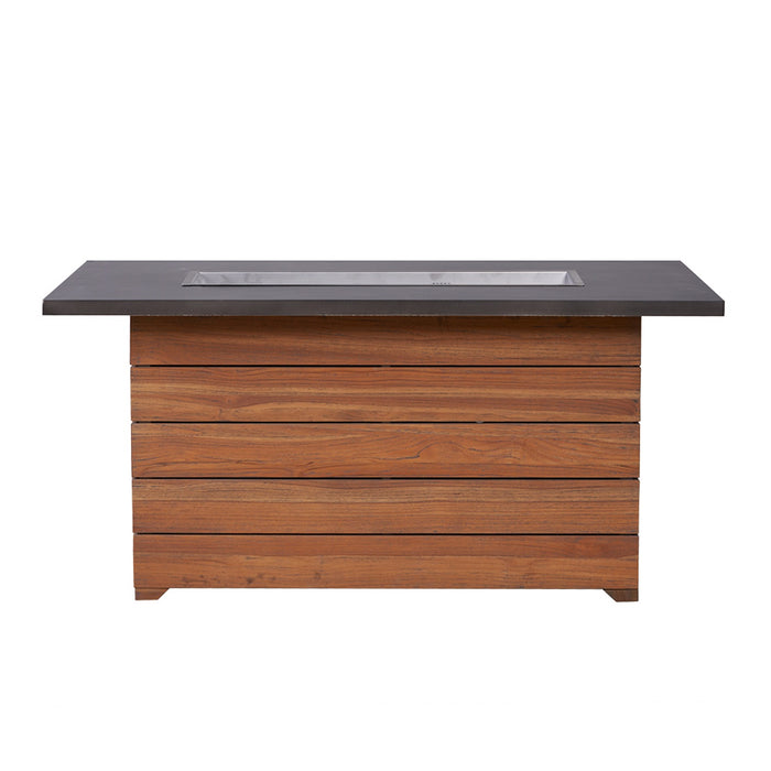 Lloyd Flanders Teak 52" Rect. Fire Table with Faux Concrete Top in Antique Gray Finish