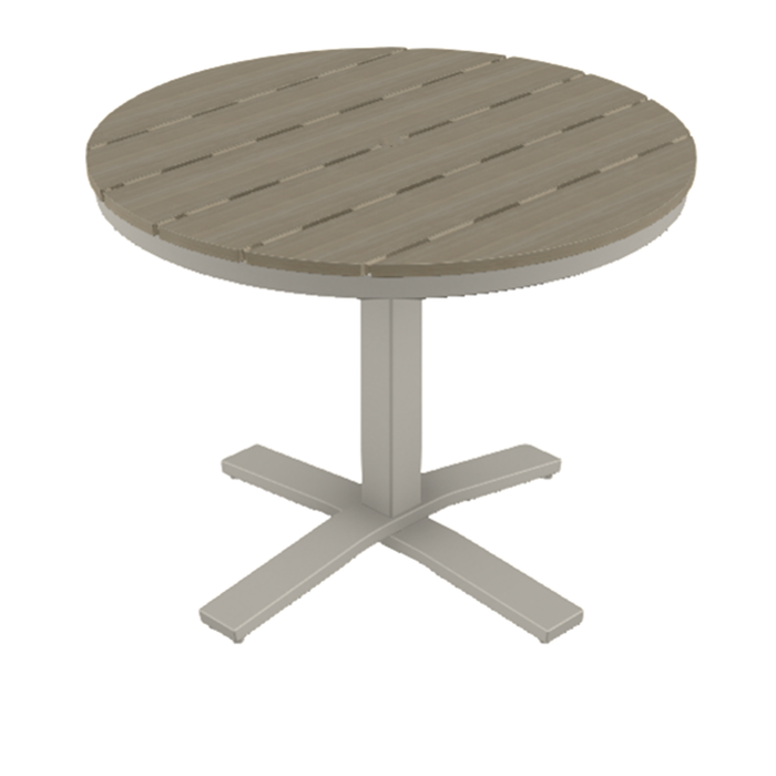 Telescope Casual Rustic Polymer Dining Height Pedestal Table With 36" Round Table Top