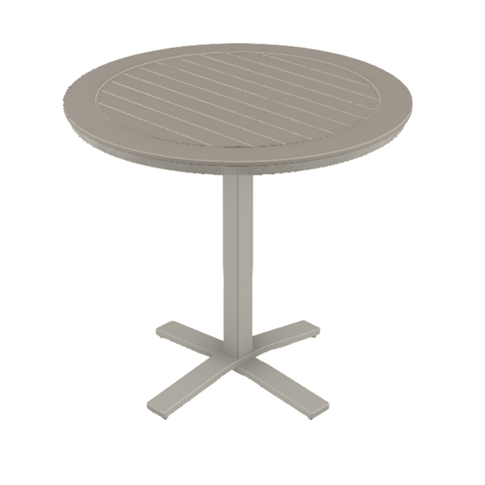 Telescope Casual Slat Bar Height Pedestal Table With 42" Round Table Top